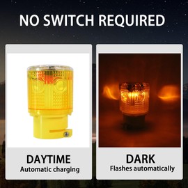 QXMH Solar Strobe Warning Light - Bright 360 Degree Solar Emergency Strobe Warning Lights, Waterproof LED Safety Light Outdoor, Road Construction Traffic Flashing Lamp (Yellow 6PCS)