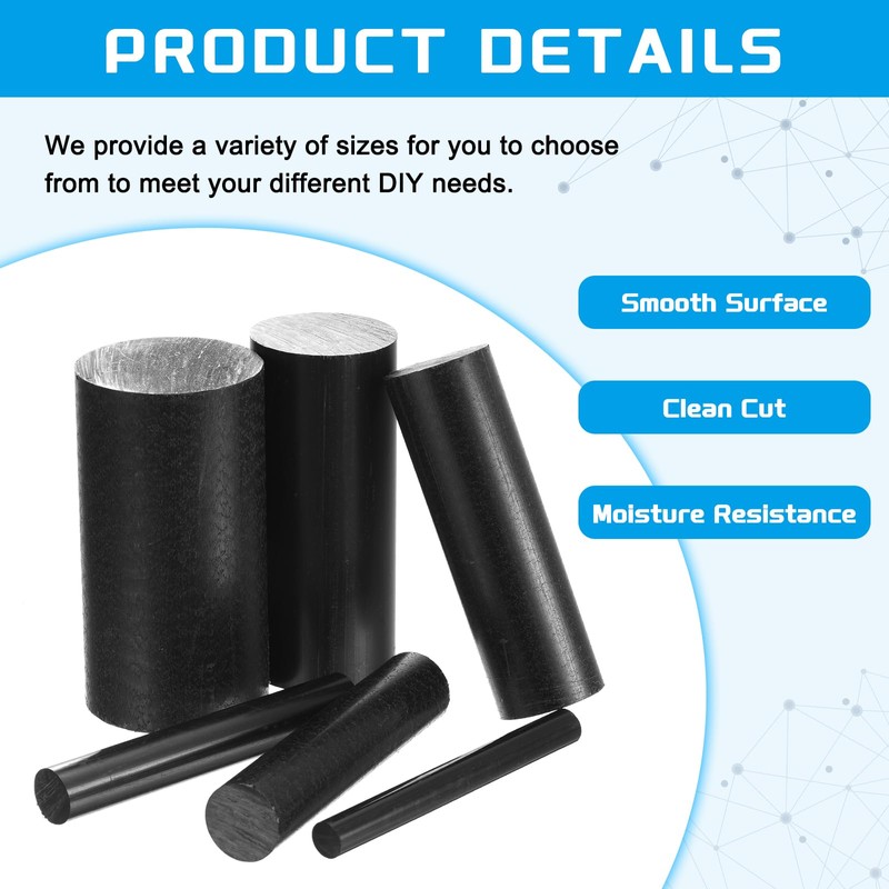 sourcing map ABS Plastic Rod Round Solid Bar 20 mm