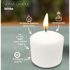 Hyoola Votive Candles - 10 Hour Burn Time - Unscented Candles Votives Bulk - Pack of 150 White Candles - European Made