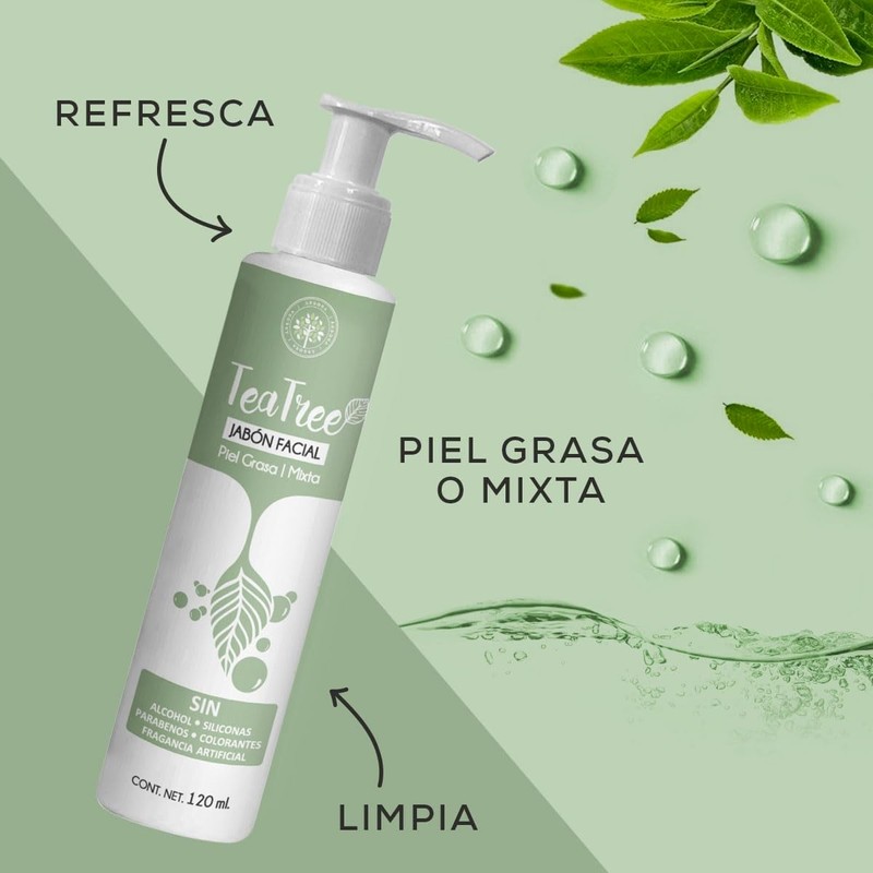 Árbora Jabón Facial con Tea Tree piel grasa acné y