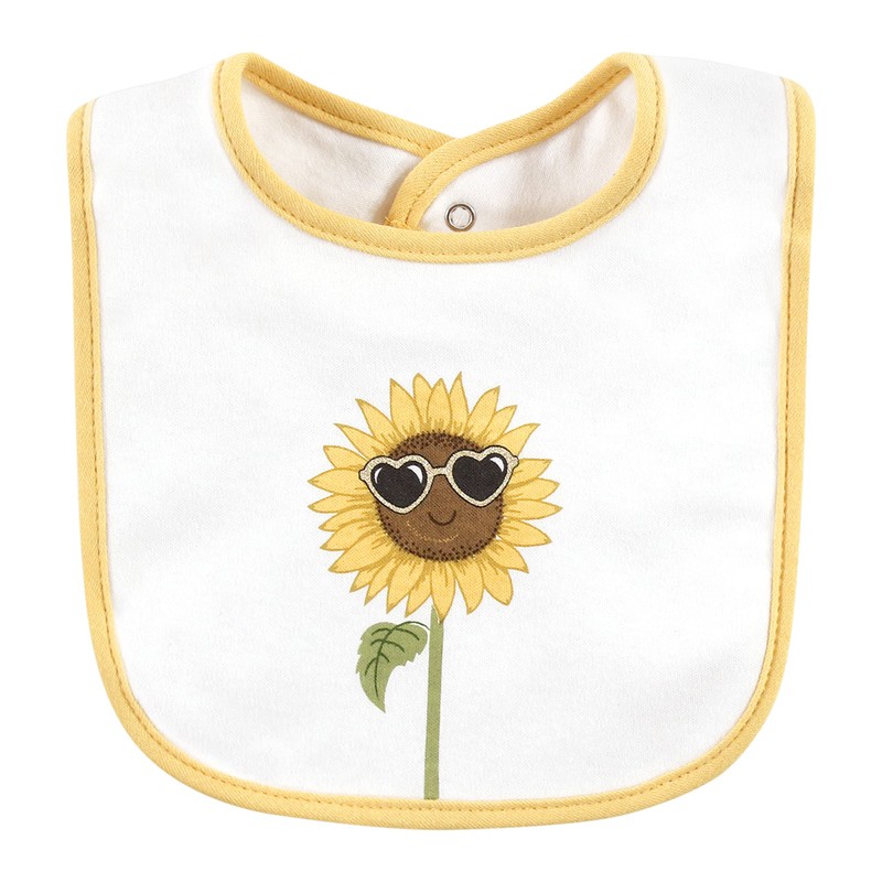 Hudson Baby Unisex Baby Cotton Bibs, Sunflower, One Size