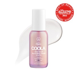COOLA Organic Dew Good Illuminating Probiotic Serum with SPF 30, Dermatologist Tested Sunscreen with Plant-Derived BlueScreen Digital De-Stress Technology, 1.15 Fl Oz