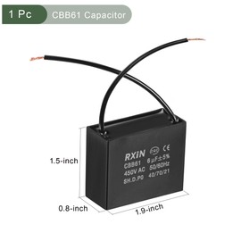 YOKIVE Ceiling Fan Capacitor CBB61, Metallized Polypropylene Film Capacitor Great for Fans Pumps Motors Running (6uF 450V AC 2 Wires 50/60Hz)