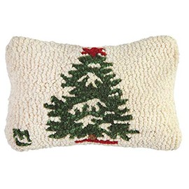 Chandler 4 Corners Artist-Designed Winter Tree Hand-Hooked Wool Decorative Throw Pillow - Christmas Pillow for Couches & Beds - Easy Care & Low Maintenance - Winter & Holiday Home Décor