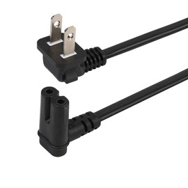 Plugrand 12FT TV Power Cord Right Angle US 2 Prong to IEC 320 C7(Figure 8) Right Angle-Down Angle AC Power Cord, Upward Downward Angled Figure 8 (C7) Replacement Cord for LED LCD TV Monitor Etc