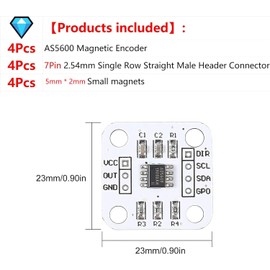 WWZMDiB 4Pcs AS5600 Magnetic Encoder 3.3V 12bit high Precision Magnetic Induction Angle Measurement Sensor Module，Mainly Used to Obtain Information Such as Progressive Motor Speed