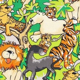 Zany Zoo Jungle Cats Premium Quality 100% Cotton Sold by The Yard.