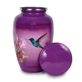BOLD & DIVINE Adult Purple Hummingbird Cremation Urn | Human Ashes Adult Memorial urn, Burial, Funeral Cremation Urns | 200 Cubic Inches (Large Adult)