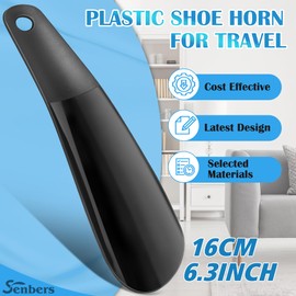 Senbers Plastic Shoe Horns Travel Shoe Horn for Kids,Shoe Spoon Plastic Shoe Helper Stick for Women Men Seniors(6.3 Inch)