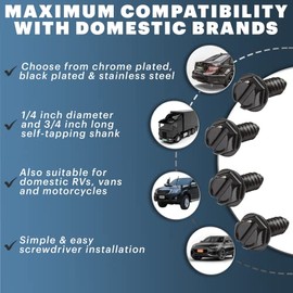 OttoSpeed Rustproof License Plate Screws (4-Pack, Black-Slotted) | Premium Stainless Steel, For US Domestic Vehicles & Select Imports, Fits Plate Moun