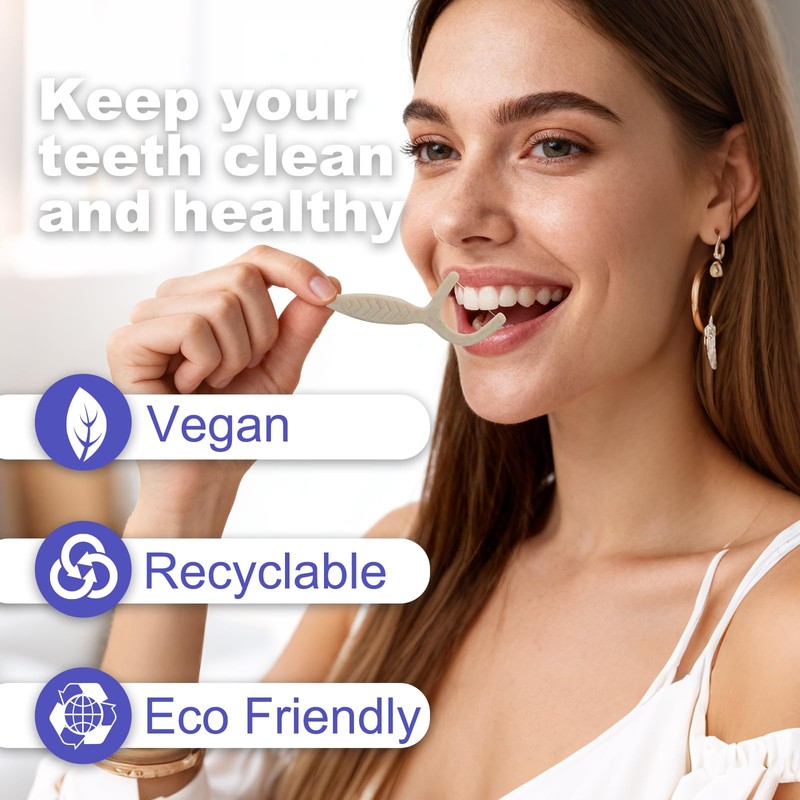 Straw Biodegradable Dental Floss Picks 200 Count,Zueloar Eco Friendly Natural