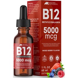 Midtown Supplements B12 Vitamins 5000 mcg - Sublingual B12 Methylcobalamin Drops - Vitamin B 12 for Women and Men - Mood & Energy Booster Methylated B 12 for Metabolism & Health Support