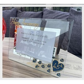 45th Wedding (Sapphire) Anniversary Photo Frame (L) Flower