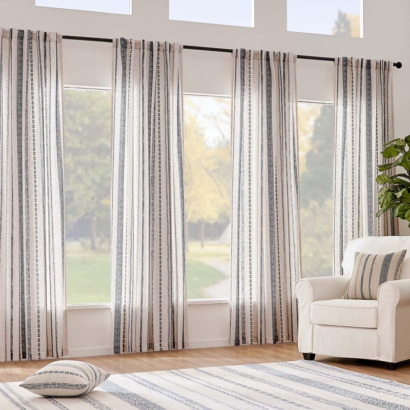 jinchan Linen Blend Boho Curtains for Living Room, 96 Inch