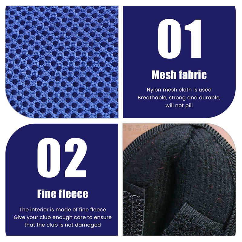 10pcs Golf Club Head Cover Breathable Nylon Mesh Soft Lining