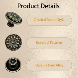 Antique Brass Door Knobs, 12 Pcs Vintage Drawer Handles Antique Bronzy Cabinet Knobs Furniture Handle with Screws, Drawer Knobs Vintage Suitable for Cabinets Drawers and All Kinds of Furniture