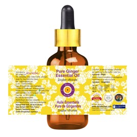 Deve Herbes Pure Ginger Essential Oil (Zingiber officinale) with Glass Dropper Steam Distilled 30ml (1 oz)