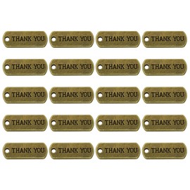 Tupalizy Thank You Word Charms Rectangle Vintage Pendant Charms for Graduation Message Resin Charm Bracelet Keychain Tag Link Jewelry Making Lanyard Cord Bag Crafts, 20PCS (Bronze)