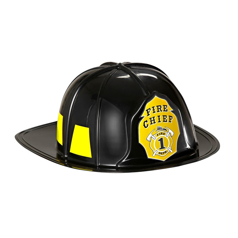 Black Fireman Hat Helmet Hard Plastic for Firefighter Fancy Dress