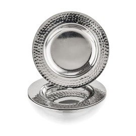 Godinger Coasters Hammered Grape Stainless Steel, Dining Tables, Coffee Tables, and Office Desks, Easy Care Set of 4