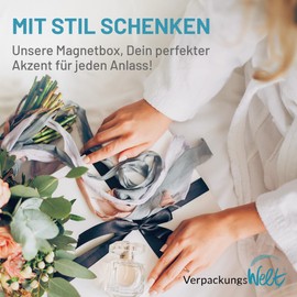 Verpackungswelt Gift Box with Lid 16 x 12 x 4 cm Gift Box with Magnetic Closure Perfect for Birthday, Wedding, Christmas, Birth Gift Packaging in Matt Black