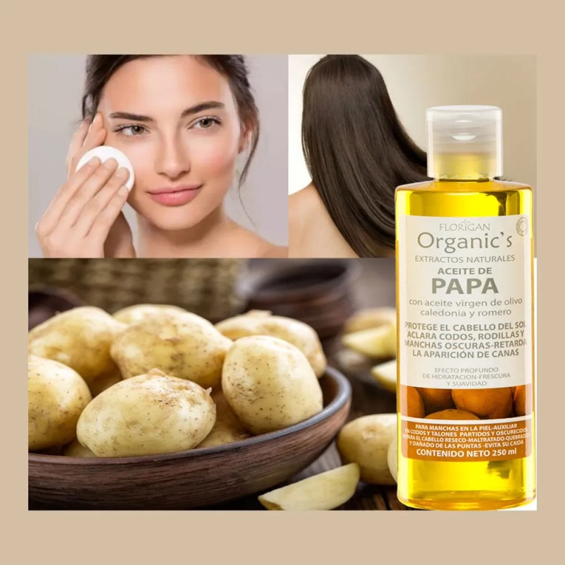 Aceite Fortalecedor De Papa Cabello Y Cuerpo Florigan 3pzas Natural
