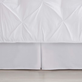 Queen Comforter Set 8 Piece Bed in a Bag with Bed Skirt, Fitted Sheet, Flat Sheet, 2 Pillowcases, 2 Pillow Shams, Queen, Pintuck White