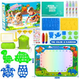 Water Doodle Mat for Kids 32x40 Inch, Reusable Coloring Mat Educational Toy for 3 4 5 6 7 8 Years Old Girls & Boys, Neon Color Mat Doodle Board Writing Drawing Toys Holiday Christmas Birthday Gifts