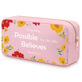 Heigebi Religious Christian Gifts for Women Bible Verse Scripture Makeup Bag Inspirational Faith Gifts for Sister Bestie Friend Daughter Mom Oxford Cloth Cosmetic Bag Baptism Faith Gift