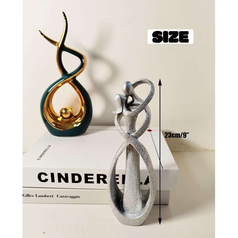 PIGPIGFLY Couple Hugging Statue, Decorative Figures, Modern Abstract Art Sculptures,