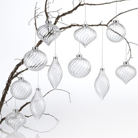 Vercraft Glass Christmas Ball Ornaments, Shiny Heart Hand Blown Glass Ornaments Hanging Balls, Xmas Tree Wedding Holiday Decor for Christmas Tree Decoration (Transparent,6 Pcs)