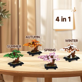 IFAYMOC Bonsai Tree Building Sets Toy, Four Seasons Bonsai Tree Building Blocks 4 in 1, Christmas Day Gift DIY Bonsai Tree Building Blocks Kit for Kids and Adults