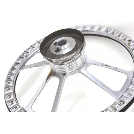 Forever Sharp SPECIAL BUY!! Billet and Black Vinyl 14" Steering Wheel - Chevy, Ford, Dodge