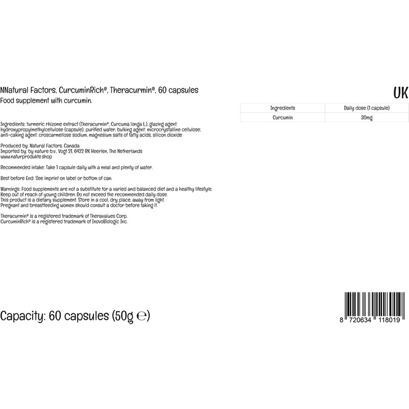 Natural Factors, CurcuminRich Theracurmin, Turmeric Extract, 30mg Curcumin, High Bioavailability,