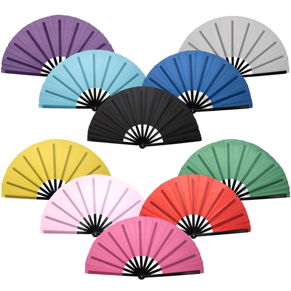 QIRMIZI 10PCS Large Folding Hand Rave Fan - Popping Fan