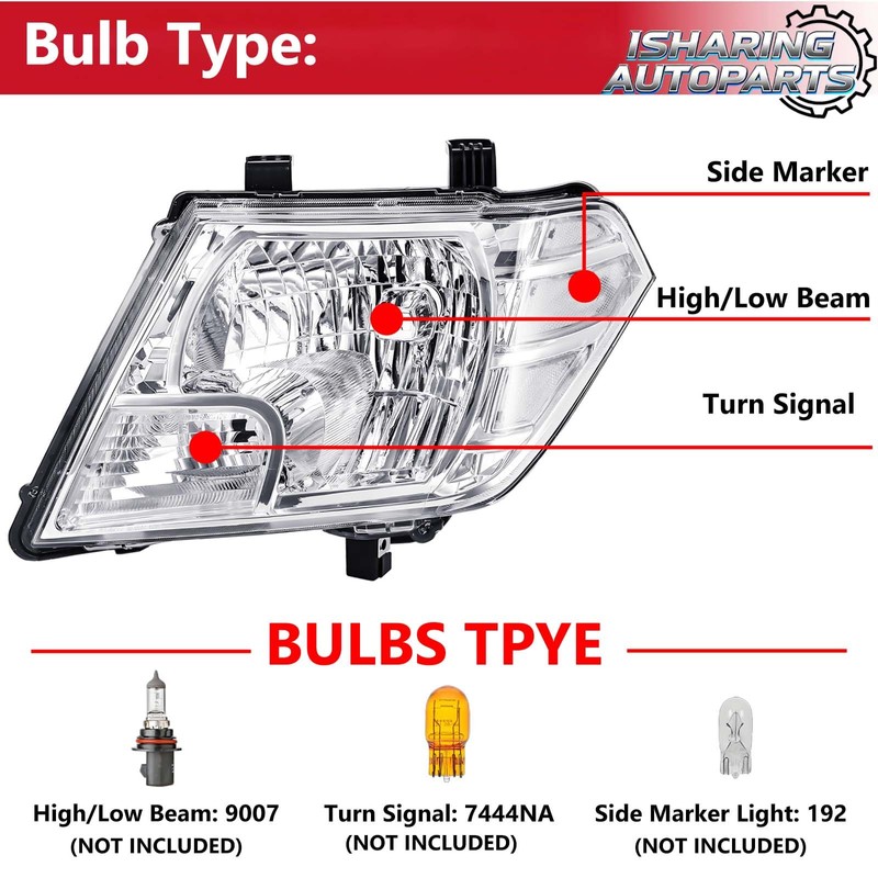 ISHARINGAUTOPARTS Headlights Assembly Compatible with 2009-2021 Nissan Frontier Halogen Head