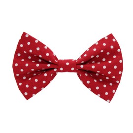 New Dogs Bow Tie Bowtie RED Dots Cotton Elastic Band attach COLLAR ACCESSORY Handmade UK (red dots, Medium)