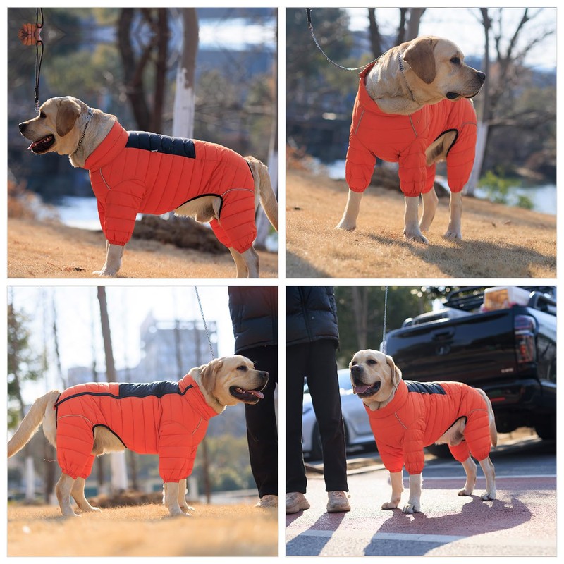 Dog Coat Dog Warm Jacket, 4 Legs Covered Waterproof Windproof