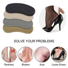 Nanooer Heel Grips Pads Liner for Loose Shoes,Leather High Heel Pads for Shoes Too Big,High Heel Inserts for Women Men Anti Slip Blister, High Heel Insoles,5 Pairs (Khaki, One Size)