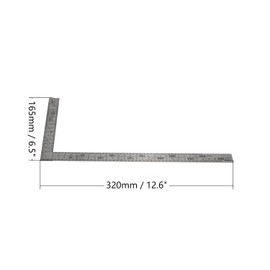 Auniwaig Right Angle Ruler 150 x 300mm Metric Stainless Steel Scale L Shape 90 Degree Square Layout Measuring Tool for Carpenter Engineer 1 pcs