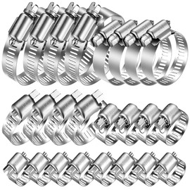 WEDEHE 20 Pcs Hose Clips Set, Adjustable Small Hose Clamp 304 Stainless Steel, 6-38mm Range Assorted Pipe Clips, 6-12/10-16/13-19/16-25/21-38mm, Tube Clamp for Pool, Pond and Garden