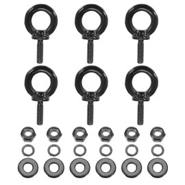 PATIKIL M3x9mm Lifting Shoulder Eye Bolt, 6Pcs 304 Stainless Steel Lifting Ring Threaded Eyebolt with Hex Lock Nut/Lock Washer/Flat Washer for Hanging Hammocks Articles, Black