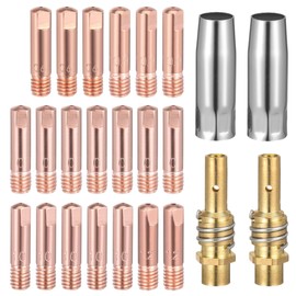 24-Piece MIG/MAG Welding Accessory Set, Wear Parts Set with 20 x Power Nozzle M6 0.6 0.8 0.9 1.0 1.2 mm, 5 x Welding Nozzles, 2 x Nozzle Sticks, 2 x Insulator, 1 Wrench for MIG MAG Welding Torch