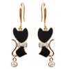 Navachi 18k Yellow Gold Plated Cut Bowknot Black Enamel Crystal