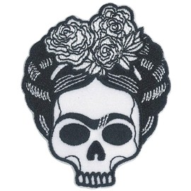 C&D Visionary Frida Kahlo Skull Patch, Black, White