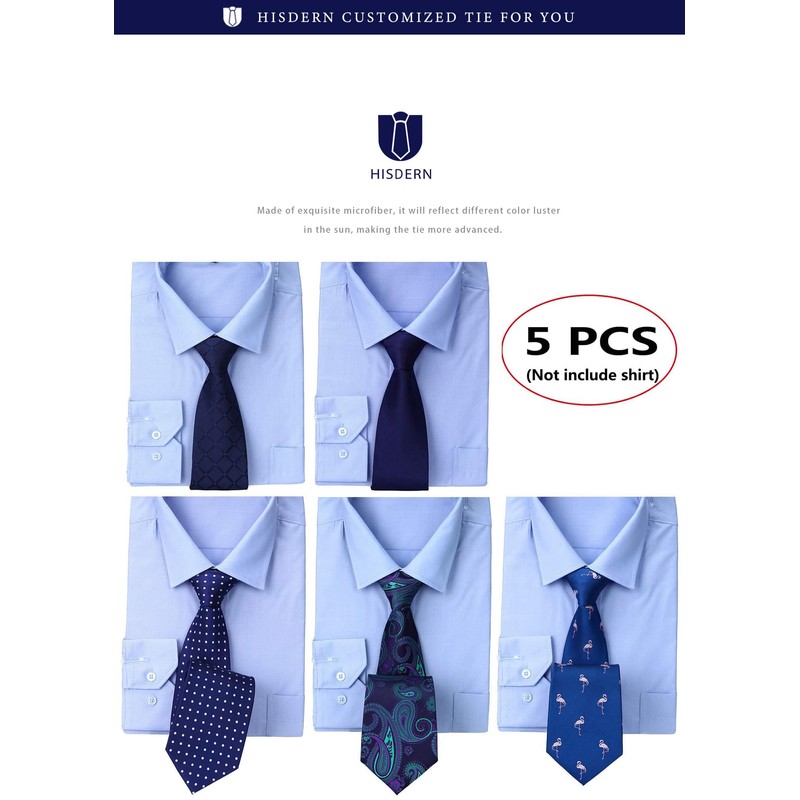 HISDERN T5-01 Men's Necktie Set of 5, 8.5cm Width, Brand