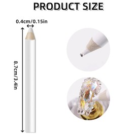 White Nail Pencil Nail Whitening Pencils French Art Manicure Pen DIY Dot Line Pattern Nail Art Supplies Rhinestones Picker Pencil Nail Art Gem Jewel Setter Pen (White,5)