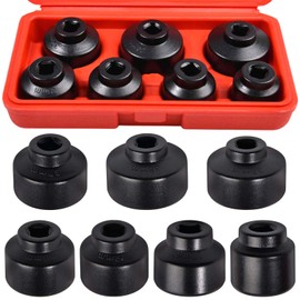 LEONTOOL 7-Piece Oil Filter Socket Set, 3/8" Drive Low Profile Oil Filter Cap Wrench Socket Set | 24mm, 27mm, 29mm, 30mm, 32mm, 36mm, 38mm | Aluminum Alloy, 6-Point Design, Storage Case Included