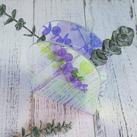 Iridescent Acrylic Vase for Artificial Flower Fake Eucalyptus Plant Leaves Office Home Decor Contemporary Tabletop Minimalist Geometric Mini Decoration Make Up Brushes Organizer Holder（RainbowShort）