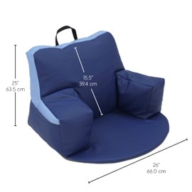 Factory Direct Partners 12367-NVPB SoftScape Relax-N-Read Bean Bag Chair with Supportive Back Rest, Storage Pockets and 1/2" Thick Foam Floor Pad, Portable Seating (2-Pack) - Navy/Powder Blue, Large